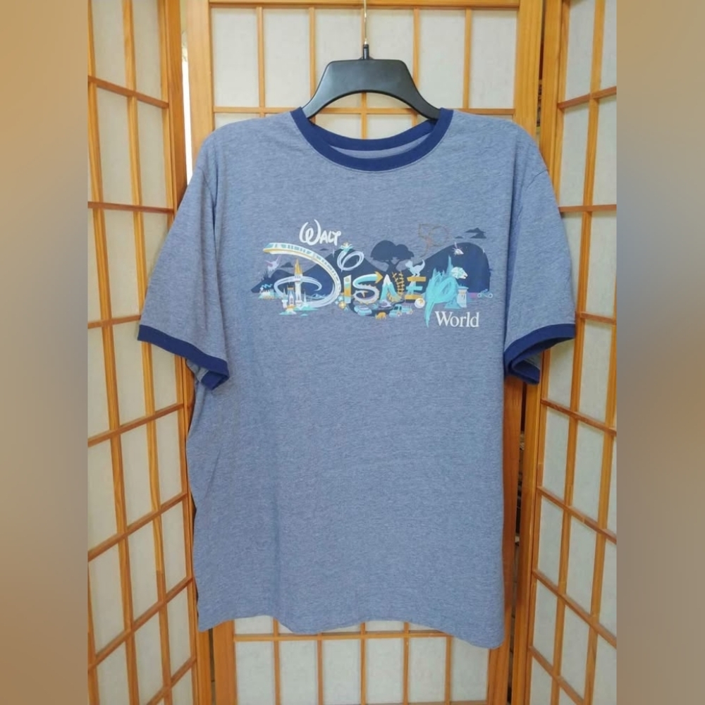 Disney World Parks 50th Anniversary Ringer Tshirt Blue Size L